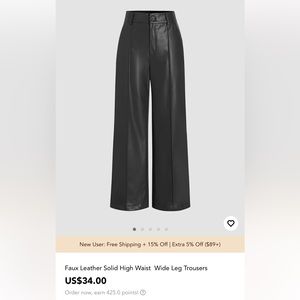 Flared Leather Pants WITH TAG!
